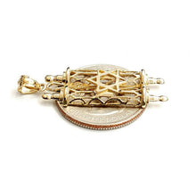 Load image into Gallery viewer, 14k yellow gold tablets of law star of David Jewish Israel torah pendant 3.1g
