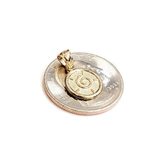 Load image into Gallery viewer, New 14k yellow Gold tiny round seven wishes Happiness Pendant charm jewelry 1.2g
