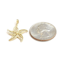 Load image into Gallery viewer, 14k yellow Gold starfish Pendant charm filigree necklace gift fine jewelry 1.1g
