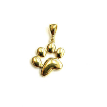 Load image into Gallery viewer, 14k yellow Gold solid Tiny dog Paw Print Pendant fine jewelry gift unisex 1.2g
