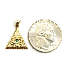 Load image into Gallery viewer, 14k yellow solid Gold Egyptian pyramid eye of Horus Pendant fine jewelry 1.6g
