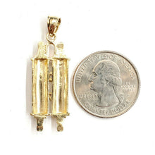 Load image into Gallery viewer, 14k yellow gold tablets of law star of David Jewish Israel torah pendant 4.5g
