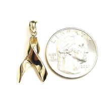 Load image into Gallery viewer, New 14k yellow Gold breast cancer survivor awareness ribbon Pendant Jewelry 1.8g
