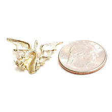 Load image into Gallery viewer, New 14k yellow Gold winged dragon Pendant charm solid gift fine jewelry 3.6g
