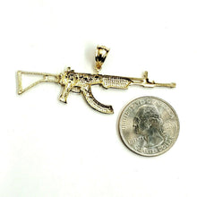 Load image into Gallery viewer, 14k yellow Gold AK-47 machine gun military rifle Pendant charm fine gift 3.8g
