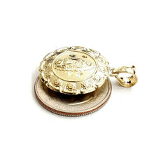 Load image into Gallery viewer, New 10k yellow gold hollow two sided Jesus &amp; virgin Guadalupe pendant 0.88" 3.4g
