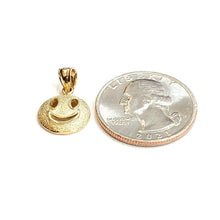 Load image into Gallery viewer, New 14k yellow gold round happy face emoji pendant charm gift fine jewelry 1.1g
