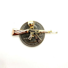 Load image into Gallery viewer, 14k 3 color Gold AK-47 machine gun military rifle Pendant charm fine gift 1.8g
