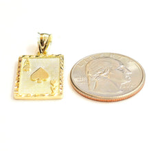 Load image into Gallery viewer, 10k yellow Gold Ace of spade Pendant playing card gambling fine jewelry 2.3g

