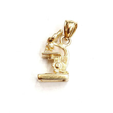 Load image into Gallery viewer, New 14k Yellow Gold 3D microscope Pendant charm science tool fine jewelry 2.3g
