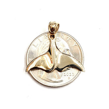 Load image into Gallery viewer, New 14k yellow Gold whale tail ocean Pendant charm fine jewelry gift unisex 1.5g
