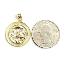 Load image into Gallery viewer, 10k yellow Gold round Pisces fish zodiac Pendant charm fine jewelry unisex 2.6g
