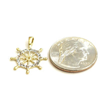 Load image into Gallery viewer, New 14k Two Tone Gold tiny Boat Wheel Nautical Sailor Pendant fine jewelry 1g
