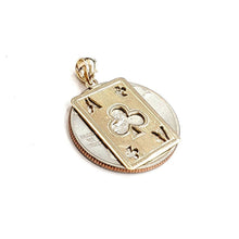 Load image into Gallery viewer, 14k yellow Gold Ace of club Pendant play card gambling gift fine jewelry 2.1g
