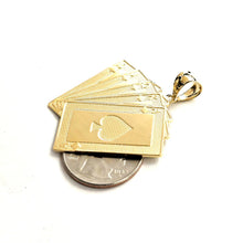 Load image into Gallery viewer, 14k yellow Gold royal flush spade A K Q J 10 poker cards Pendant jewelry 9.3g
