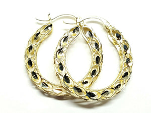 New 10K yellow Gold 1.06" 3.85mm turkish hoop Earrings Round fine jewelry 3.3g