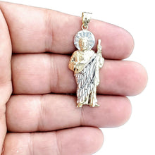 Load image into Gallery viewer, 14k two tone gold saint Jude juda pendant charm fine religious gift jewelry 3.5g
