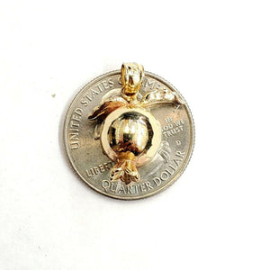 14k yellow gold 3D pomegranate Granada fruit anar pendant fine jewelry 5.1g