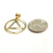 Load image into Gallery viewer, New 14k yellow Gold Alcoholics Anonymous circle triangle AA Symbol Pendant 3.5g
