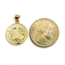 Load image into Gallery viewer, 14k yellow Gold 0.73" Round Tetragrammaton Protection Pendant Fine jewelry 2.1g
