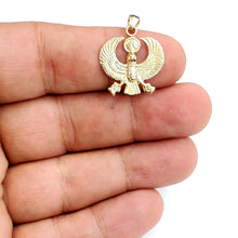 Load image into Gallery viewer, New 14k yellow Gold Scarab Egyptian falcon Pendant charm gift fine jewelry 1.8g
