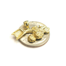 Load image into Gallery viewer, 14k yellow Gold  Bulldozer Loader truck car Pendant charm gift fine jewelry 2.9g
