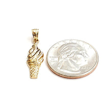 Load image into Gallery viewer, 14k yellow Gold ice cream cone summer pastry Pendant charm fine jewelry 1.4g
