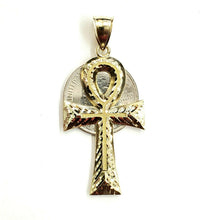 Load image into Gallery viewer, 10k yellow gold Egyptian ankh cross pendant charm fine religious jewelry 3.6g
