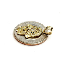 Load image into Gallery viewer, New 10k yellow gold khamsa hamsa hand lucky Jewish filigree pendant jewelry 1g
