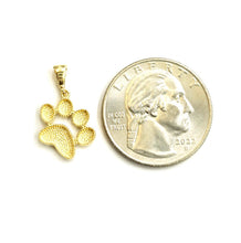 Load image into Gallery viewer, 14k yellow Gold solid Tiny dog Paw Print Pendant fine jewelry gift unisex 1.2g
