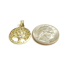Load image into Gallery viewer, 10k Yellow gold round tree of life lucky pendant charm fine Jewelry gift 2.8g
