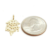 Load image into Gallery viewer, 14k yellow Gold RN caduceus medical sign nurse Pendant charm fine jewelry 0.9g

