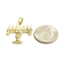 Load image into Gallery viewer, Real 14k yellow gold Menorah star of David Jewish Israel pendant religious 2.6g

