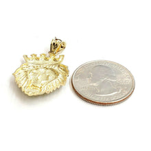 Load image into Gallery viewer, 10k yellow Gold lion head face crown Leo zodiac Pendant charm fine jewelry 2.6g
