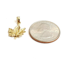 Load image into Gallery viewer, 14k yellow gold maple leaf pendant charm gift unisex fine jewelry 1.5g
