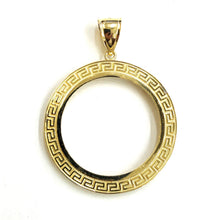 Load image into Gallery viewer, 14k yellow Gold Greek Key Frame bezel For 50 Pesos Coin gift fine jewelry 11.2g
