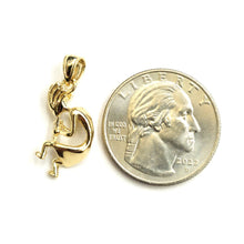 Load image into Gallery viewer, 14k solid yellow Gold 3D Kokopelli Pendant Charm music gift fine jewelry 2.7g
