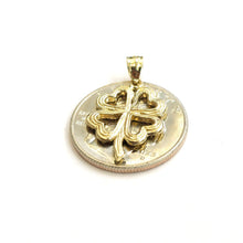 Load image into Gallery viewer, 14k yellow Gold Solid clover leaf heart lucky Pendant charm fine jewelry 2.6g
