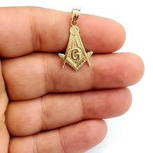 Load image into Gallery viewer, 10k yellow Gold Freemason Masonic Pendant charm fine religious gift jewelry 1.3g
