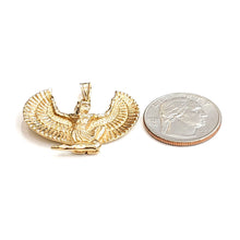 Load image into Gallery viewer, 14k yellow solid Gold Egyptian isis winged goddess Pendant fine jewelry 11.2g
