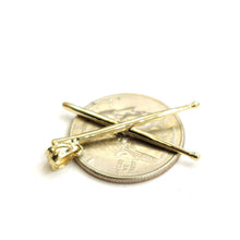 Load image into Gallery viewer, New 14k yellow Gold solid 3D Drumsticks Pendant Gift music fine jewelry 1.9g
