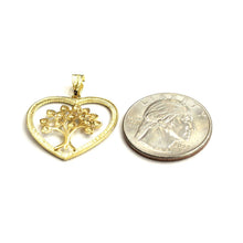 Load image into Gallery viewer, 14k Tri Color gold Heart tree of life lucky pendant charm fine gift for her 2.2g
