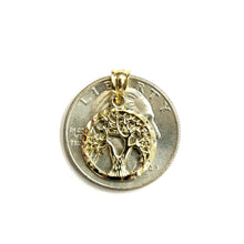 Load image into Gallery viewer, 10k Yellow gold round tree of life lucky pendant charm fine Jewelry gift 1.3g
