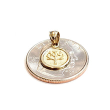 Load image into Gallery viewer, New 14k yellow Gold tiny round seven wishes Long Life Pendant charm jewelry 1.2g
