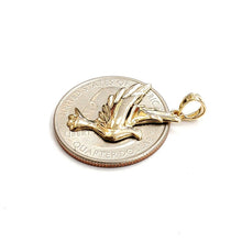 Load image into Gallery viewer, New 14k yellow Gold Dove bird Pendant charm wings love gift fine jewelry 1.9g
