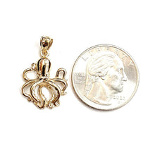 Load image into Gallery viewer, New 14k yellow Gold solid octopus Pendant charm gift fine jewelry unisex 2.1g
