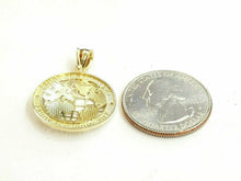 Load image into Gallery viewer, 10k yellow gold round globe planet earth world map pendant jewelry 0.89" 2.1g
