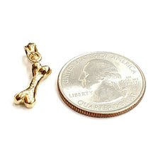 Load image into Gallery viewer, 14k yellow Gold solid dog bone 3D Pendant charm fine jewelry gift unisex 1.9g
