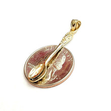 Load image into Gallery viewer, New 14k yellow Gold solid 3D spoon Pendant charm gift fine jewelry 1.8g
