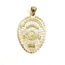 Load image into Gallery viewer, 14k yellow gold police officer badge pendant charm Fine Jewelry men women 4.1g
